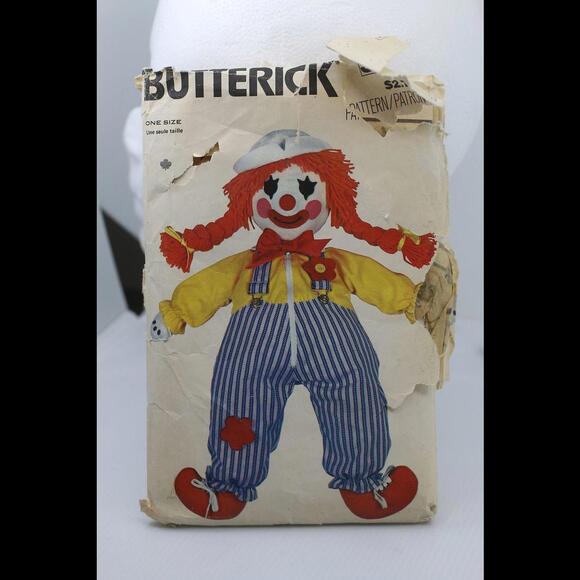 Other - Vintage 1980s Butterick 3510 Clown Doll Soft Toy, Aprox. 24 Inches Tall
